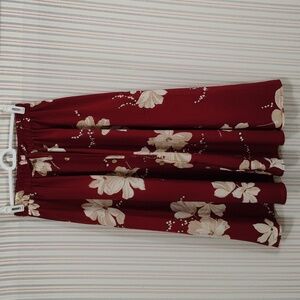 No Brand Wine Color Midi Skirt